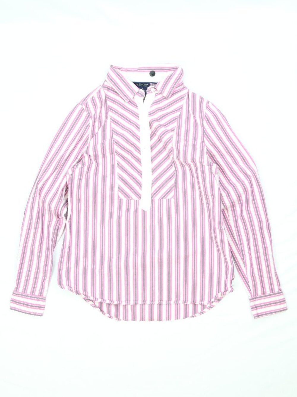 Women's Polo Assn. Pink Striped Popover Blouse Size Small